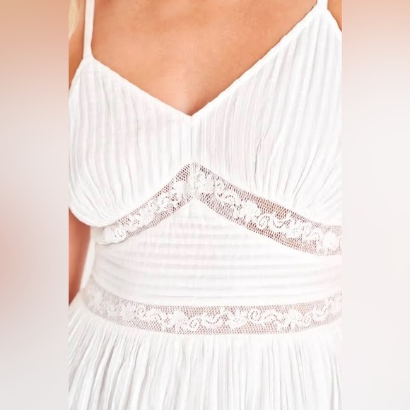 NWT Loveshackfancy Cinnamon Pintucked Lace Inset Mini Dress white size 00 - Picture 3 of 14
